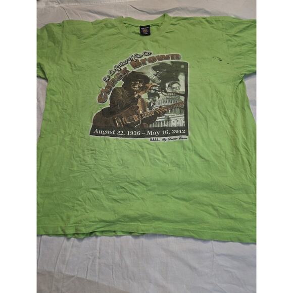 Chuck Brown Tee Tree Men's Size 2XL Lime Green Short Sleeve T-Shirt Front And... - Picture 1 of 4